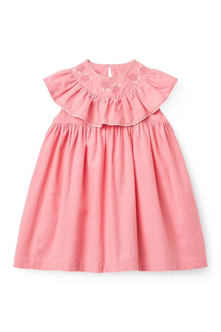 261-240-502 FRILL DRESS W. DECO EDGE - PINK COMB