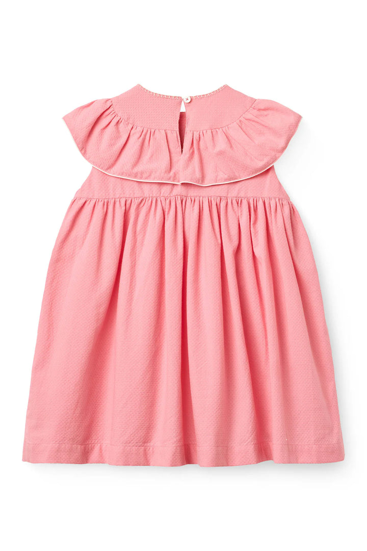 261-240-502 FRILL DRESS W. DECO EDGE - PINK COMB
