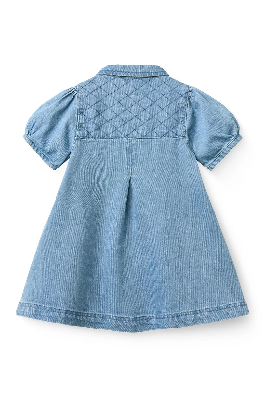 261-500-503 ORGANIC QUILTED DENIM DRESS - LT. WASHED BLUE QUILT