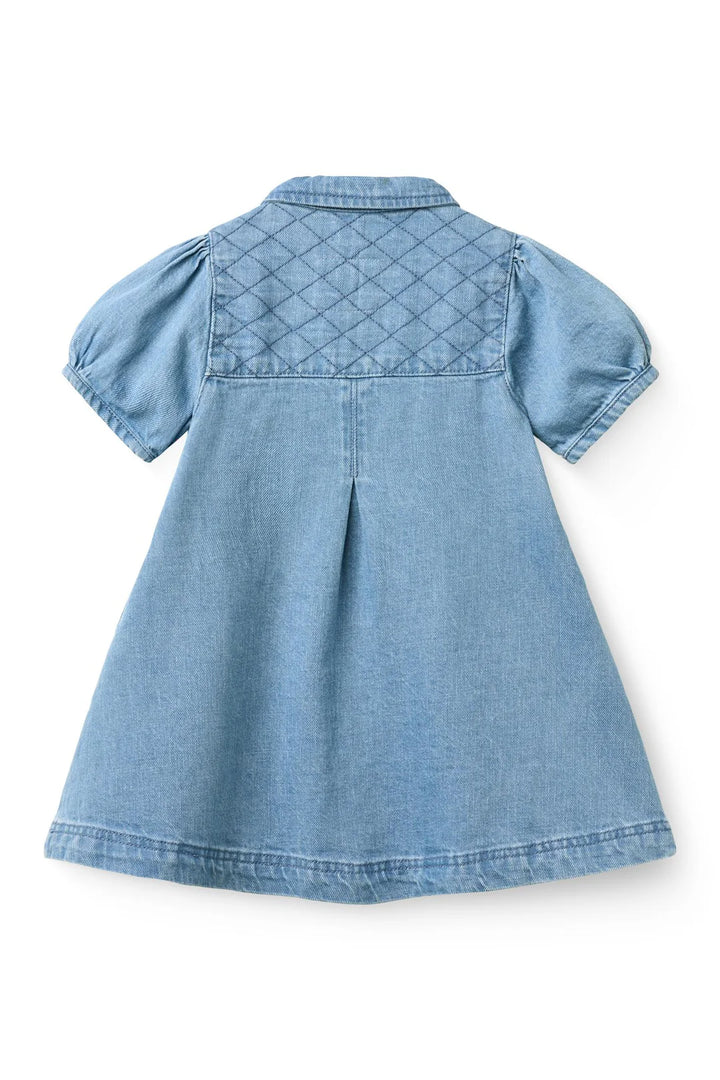 261-500-503 ORGANIC QUILTED DENIM DRESS - LT. WASHED BLUE QUILT