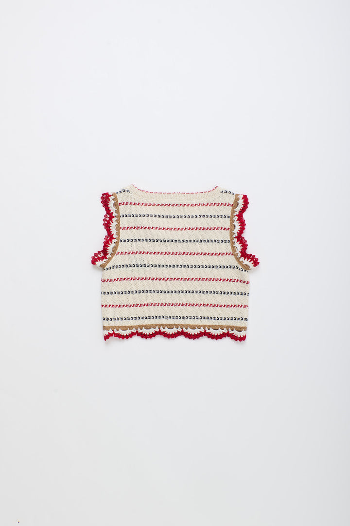 26100802 (Barcos Knit Top off white red )                                                                                             0