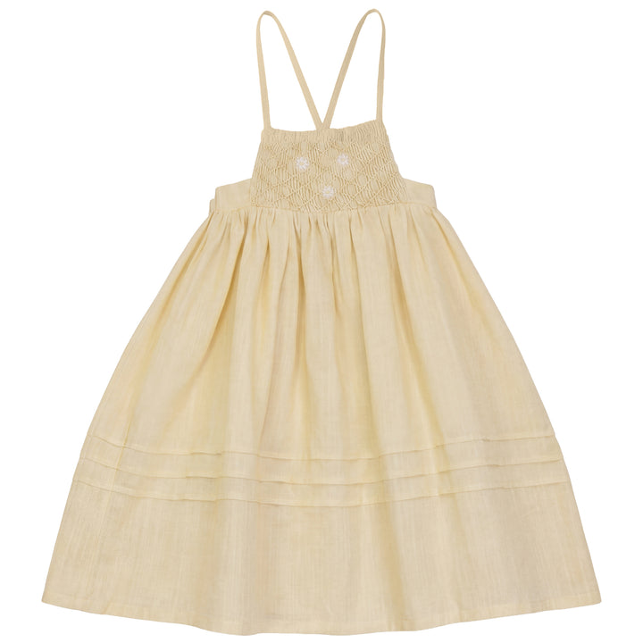 2610-GIRL DRESS WITH DASIES-YELLOW
