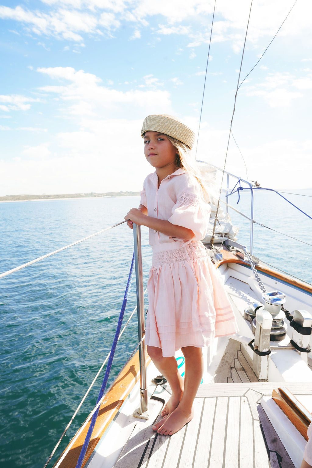 2611-GIRL LINEN SKIRT-PINK