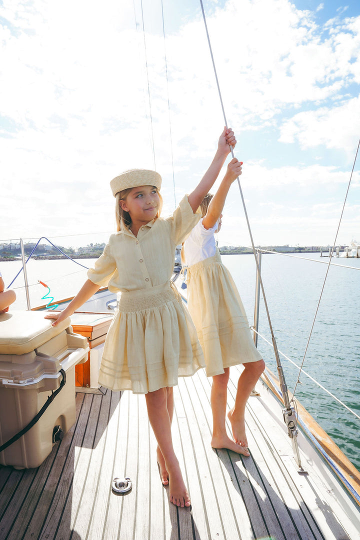 2611-GIRL LINEN SKIRT-YELLOW