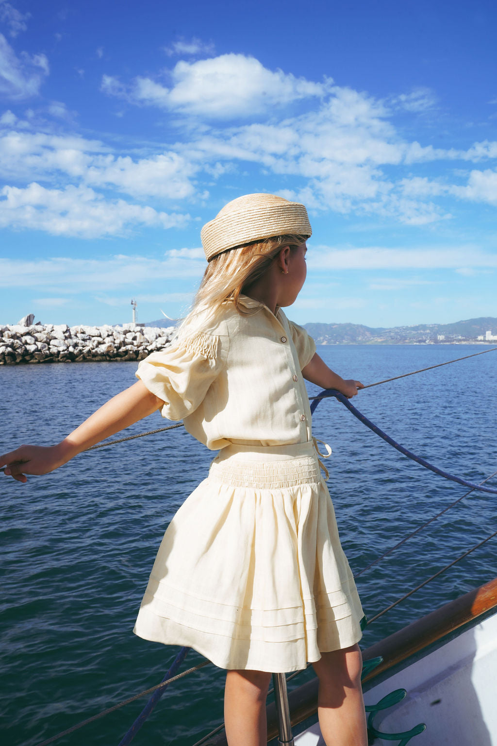 2611-GIRL LINEN SKIRT-YELLOW