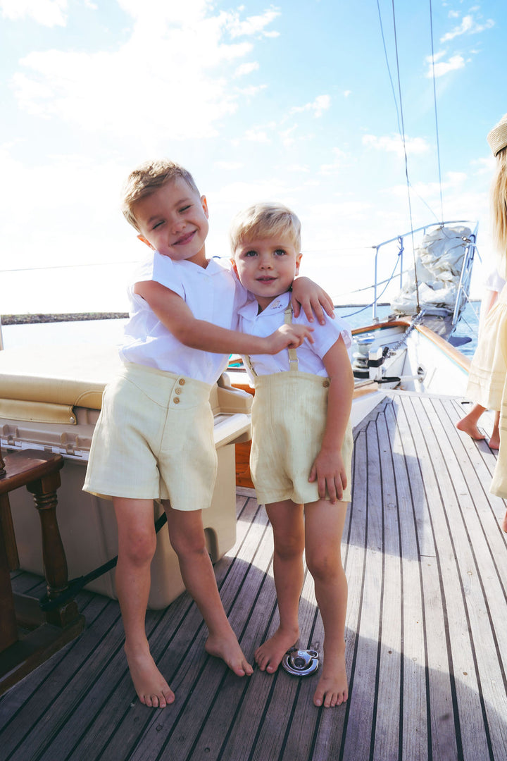 2612-BOY LINEN SHIRT WITH BIRD-WHITE/SAND