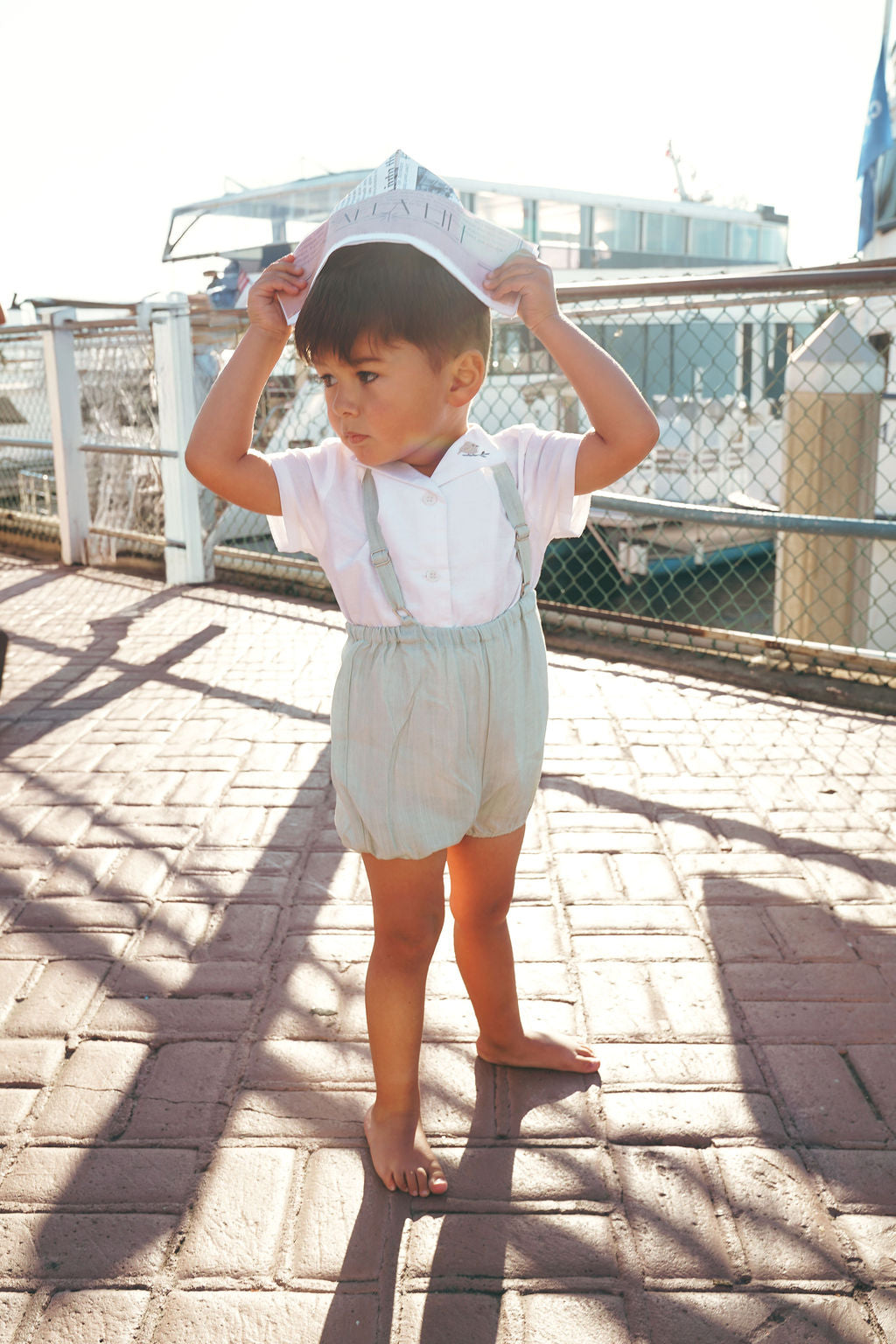 2618-BABY BOY LINEN ROMPER-BLUE SAGE