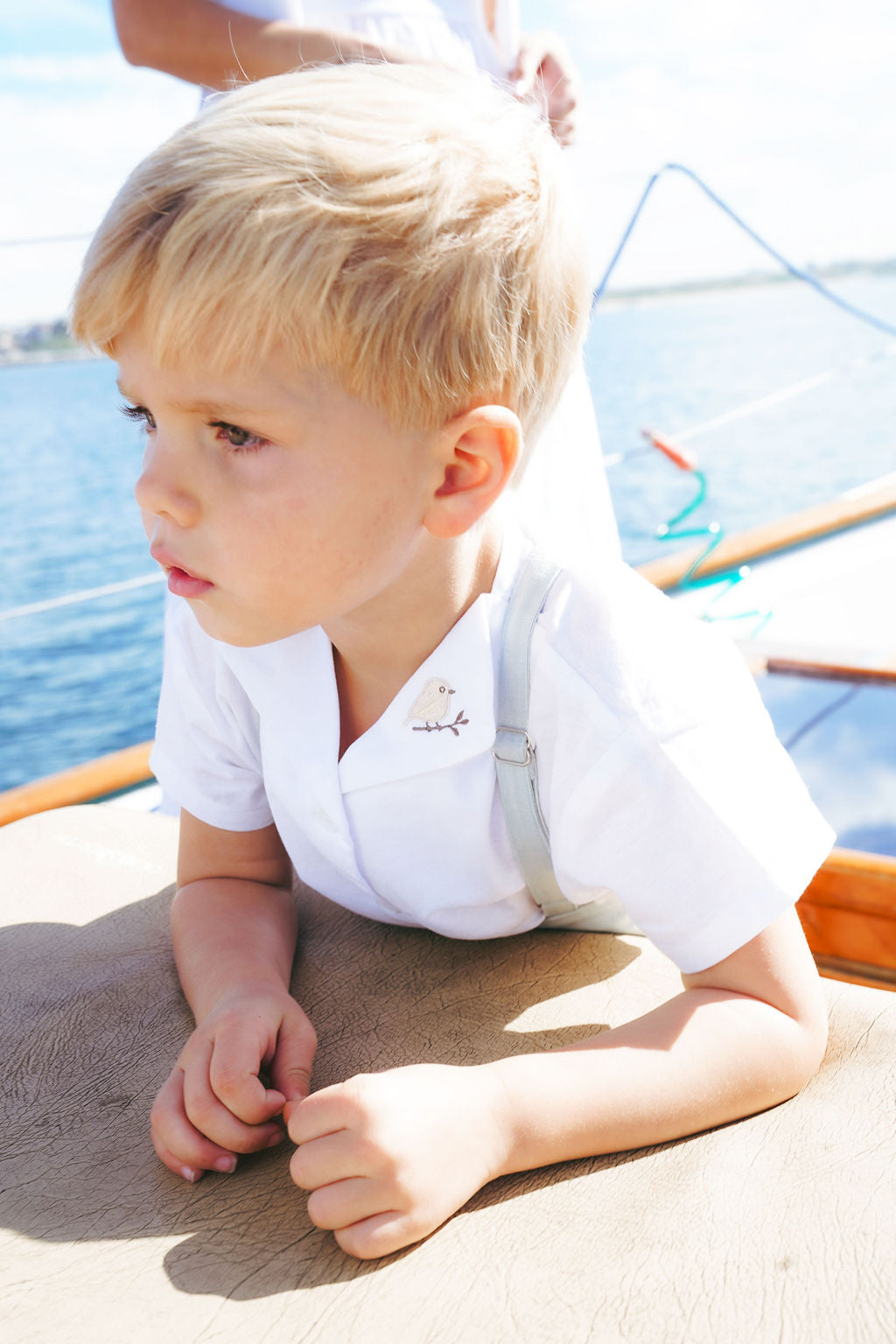 2612-BOY LINEN SHIRT WITH BIRD-WHITE/SAND