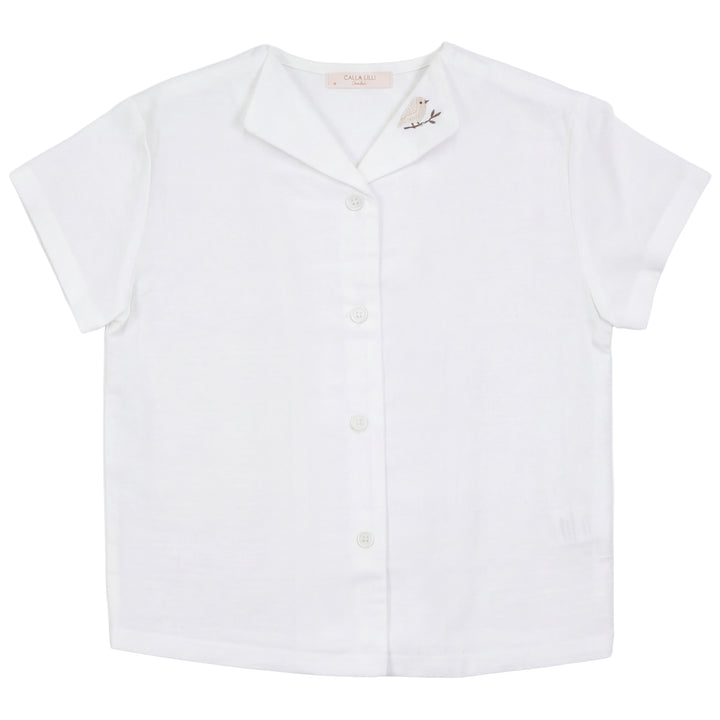 2612-BOY LINEN SHIRT WITH BIRD-WHITE/SAND