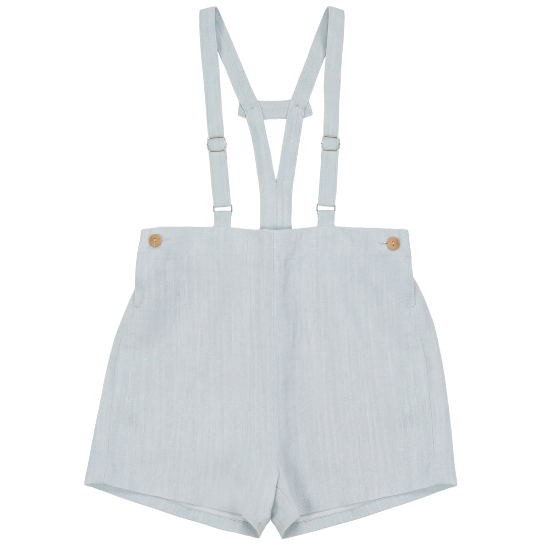 2615-BOY LINEN SHORTS W SUSPENDERS-BLUE SAGE