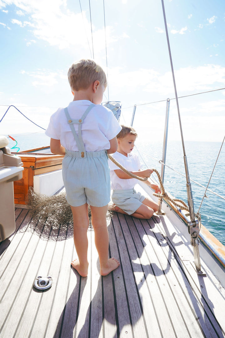 2615-BOY LINEN SHORTS W SUSPENDERS-BLUE SAGE