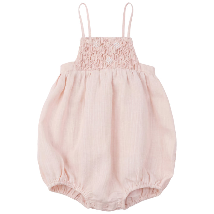 2617-BABY GIRL LINEN ROMPER-PINK