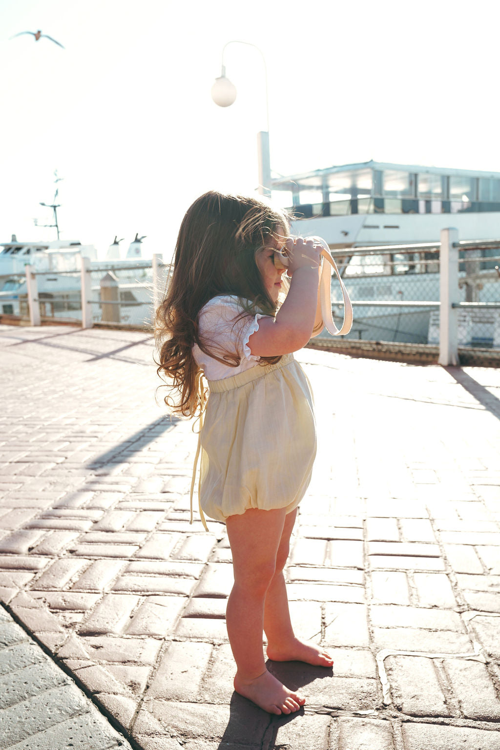 2617-BABY GIRL LINEN ROMPER-YELLOW
