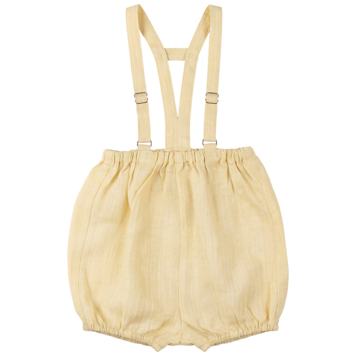 2618-BABY BOY LINEN ROMPER-YELLOW