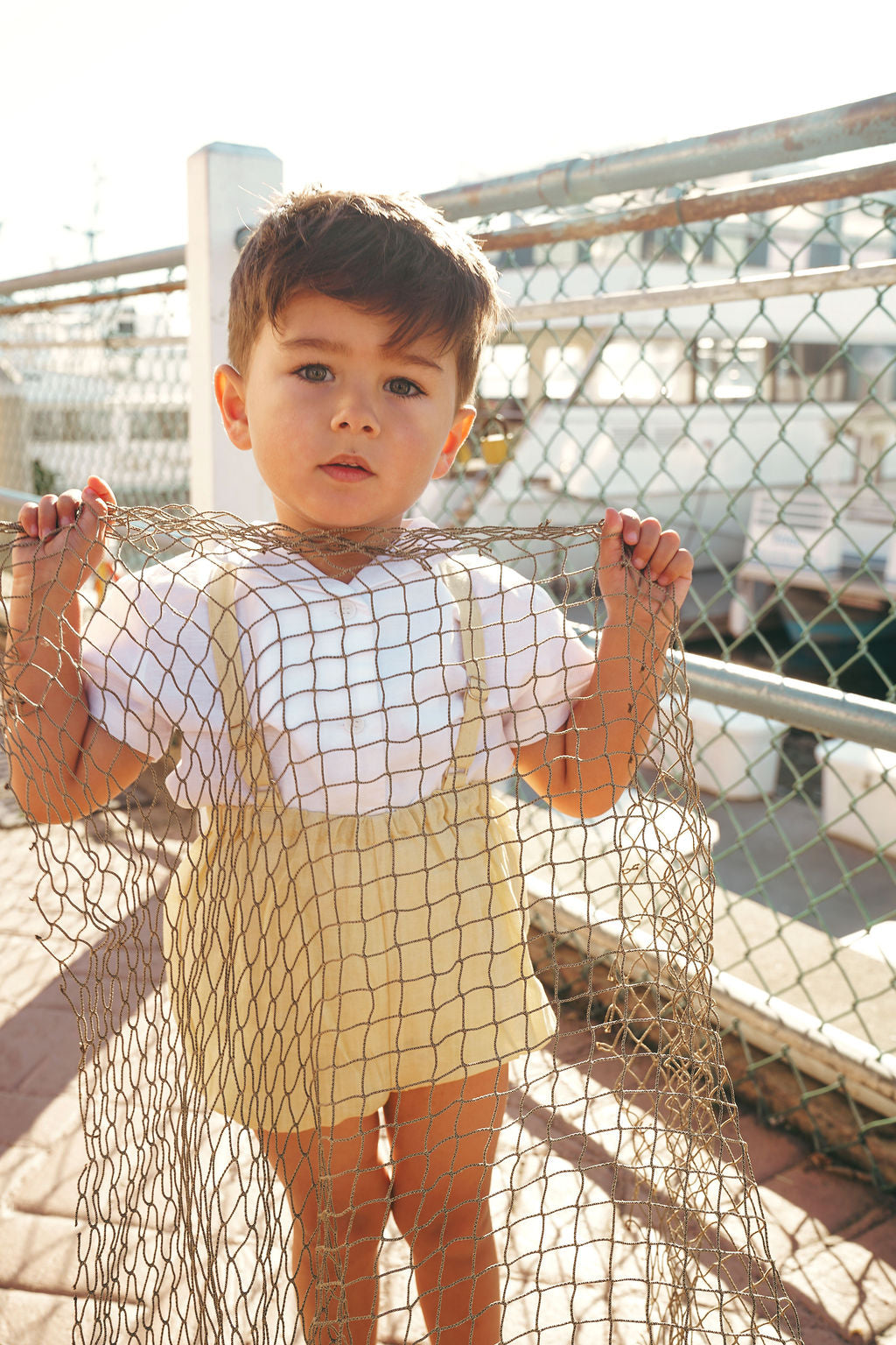 2618-BABY BOY LINEN ROMPER-YELLOW