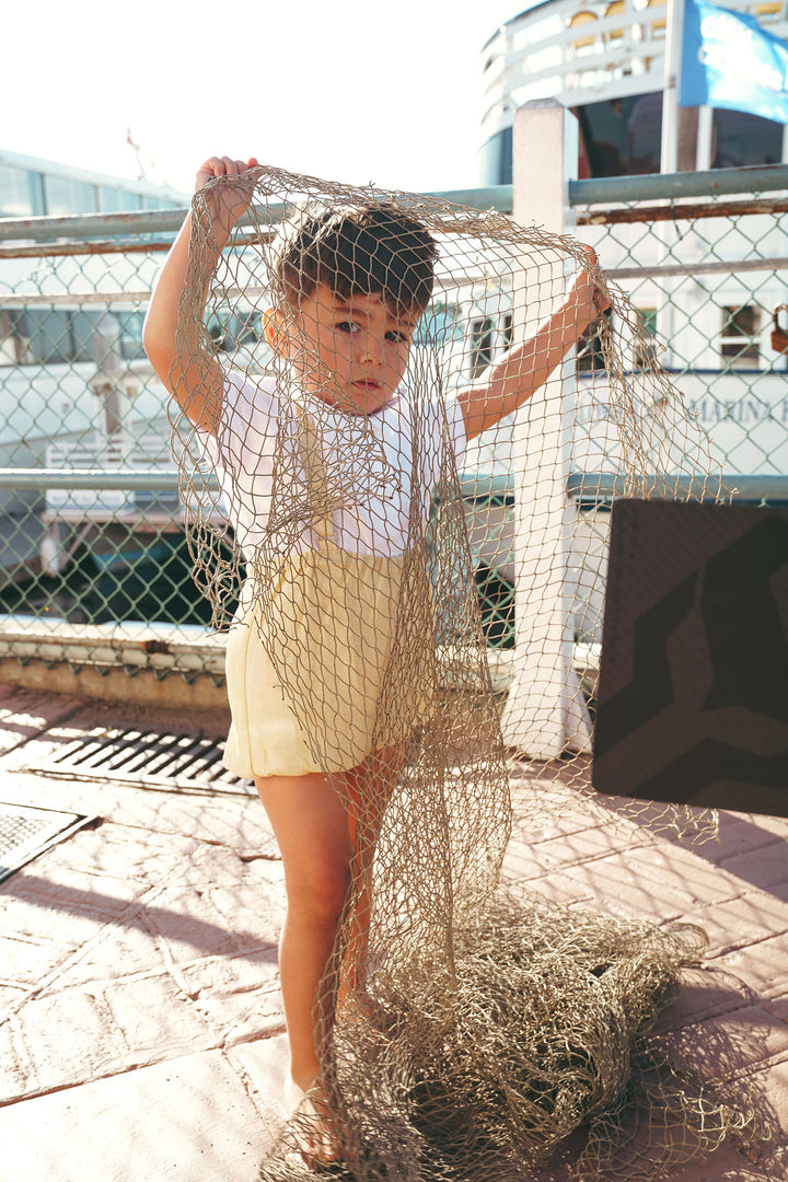 2618-BABY BOY LINEN ROMPER-YELLOW