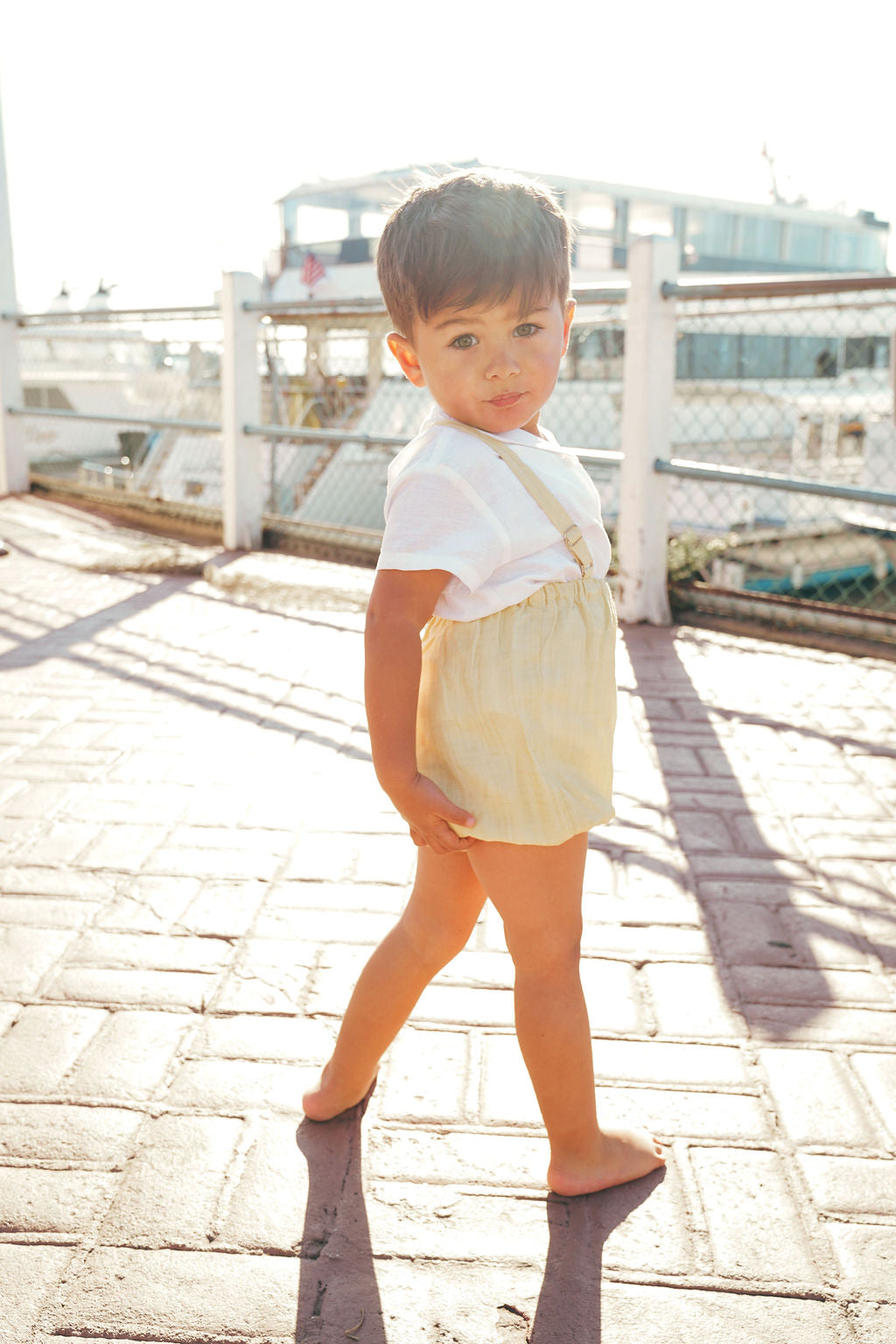 2612-BOY LINEN SHIRT WITH BIRD-WHITE/SAND