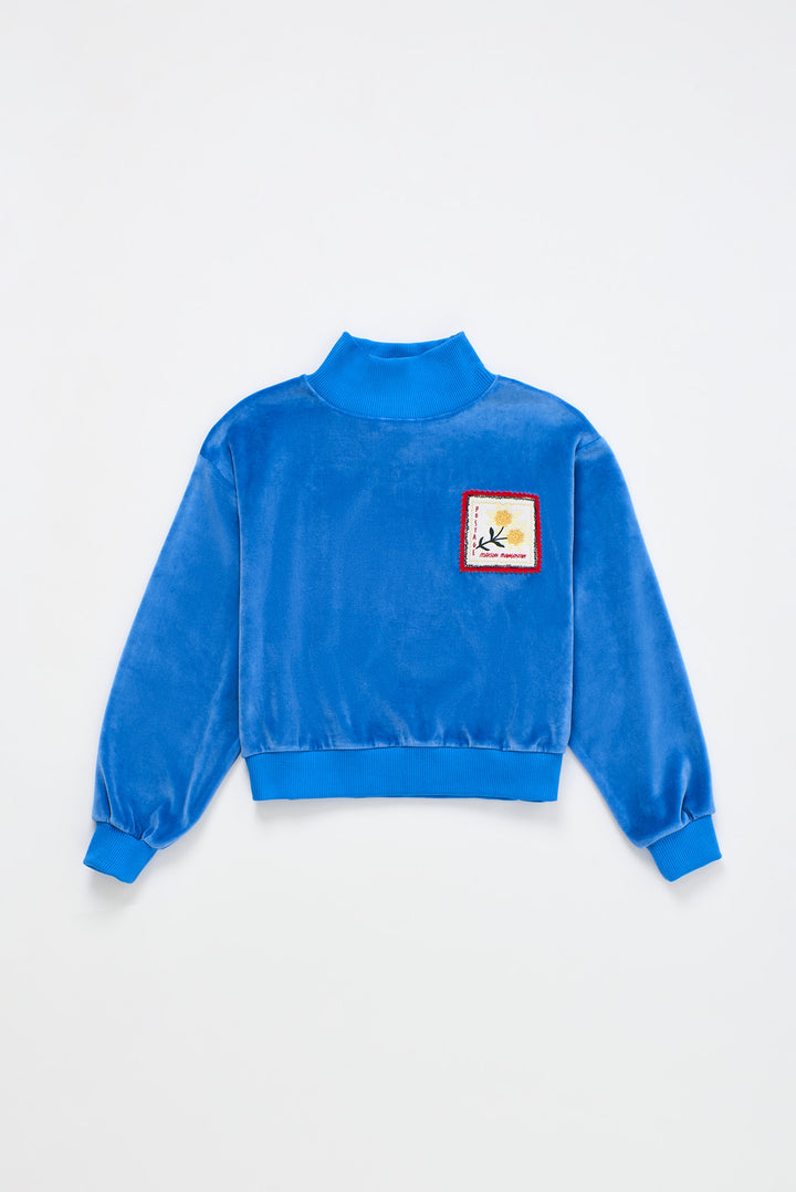 26200327 POSTCARD VELVET SWEATER BLUE