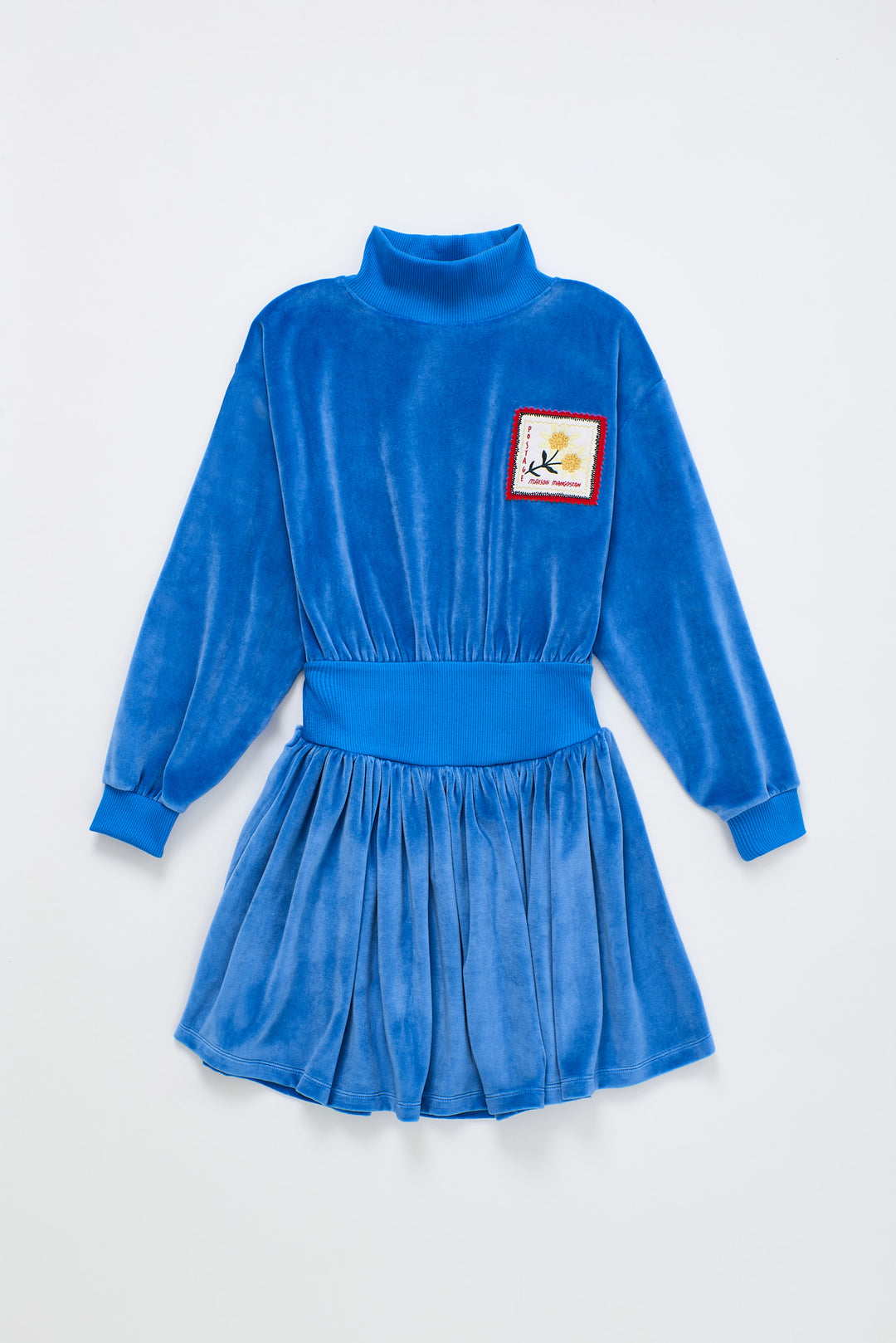 26201305 POSTCARD VELVET DRESS BLUE