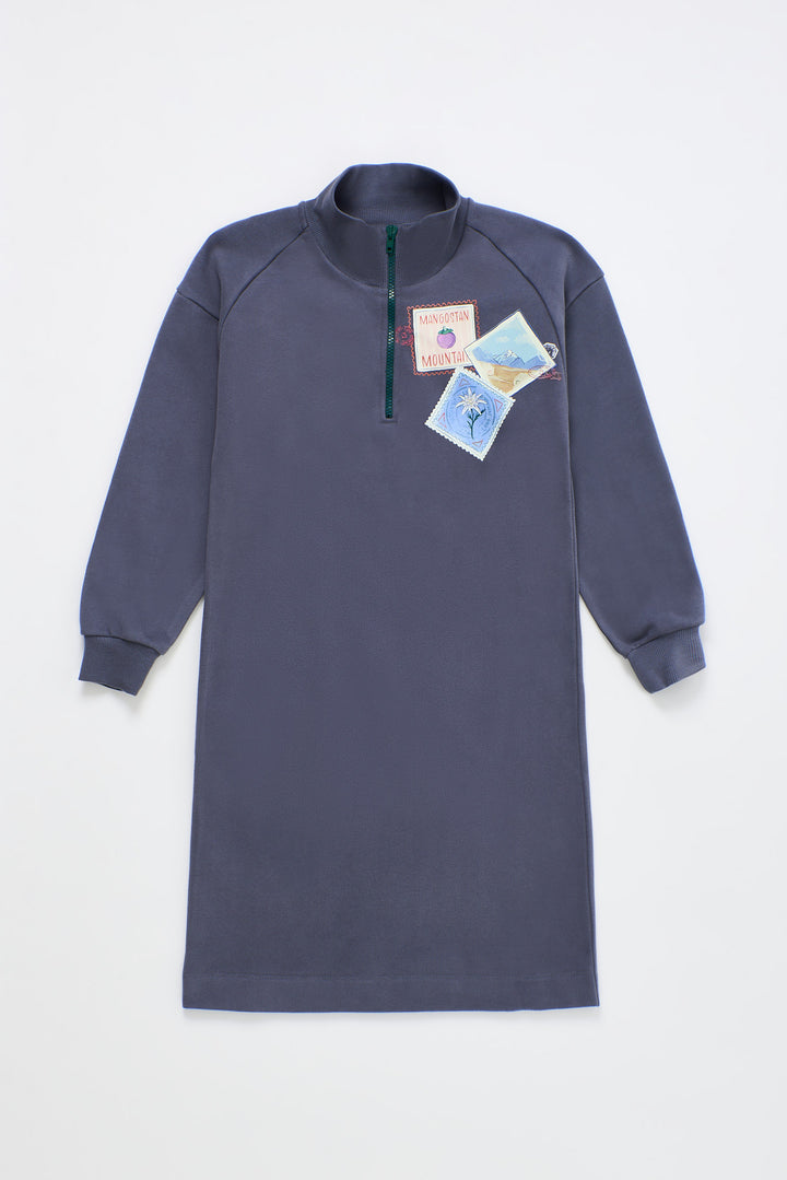 26201318 POSTCARD ZIPPER SWEATDRESS GREY