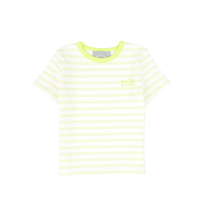 C-26231-Striped Ribbed SS T-shirt-Yellow
