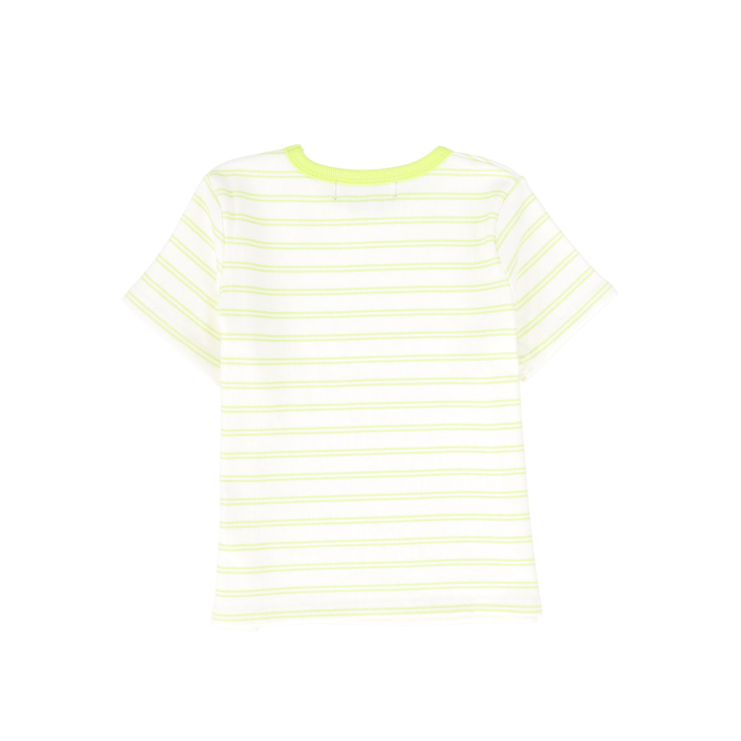 C-26231-Striped Ribbed SS T-shirt-Yellow