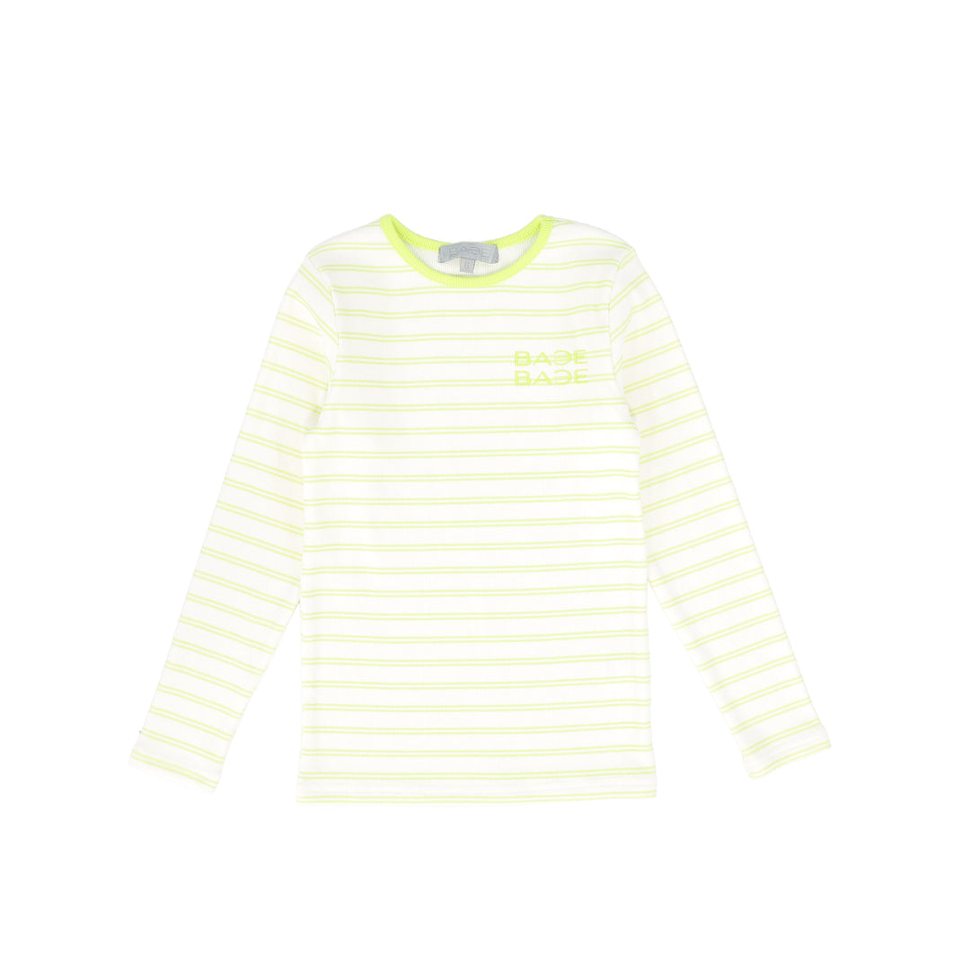 C-26233-Striped Ribbed LS T-shirt-Yellow