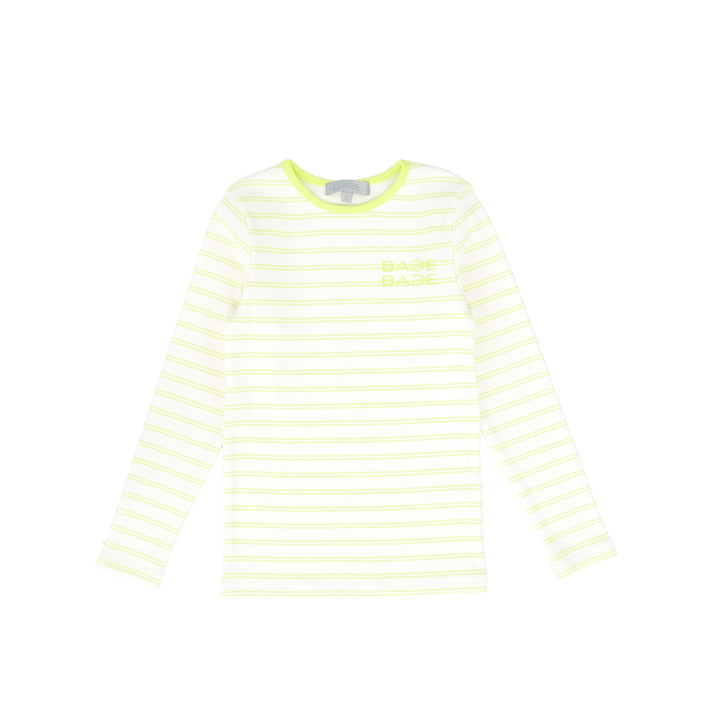 C-26233-Striped Ribbed LS T-shirt-Yellow