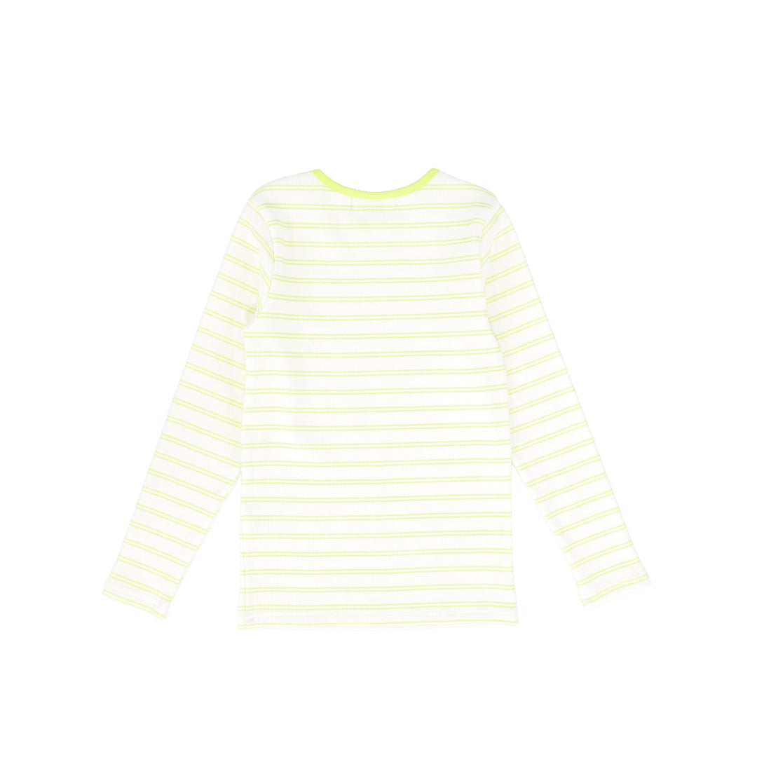 C-26233-Striped Ribbed LS T-shirt-Yellow