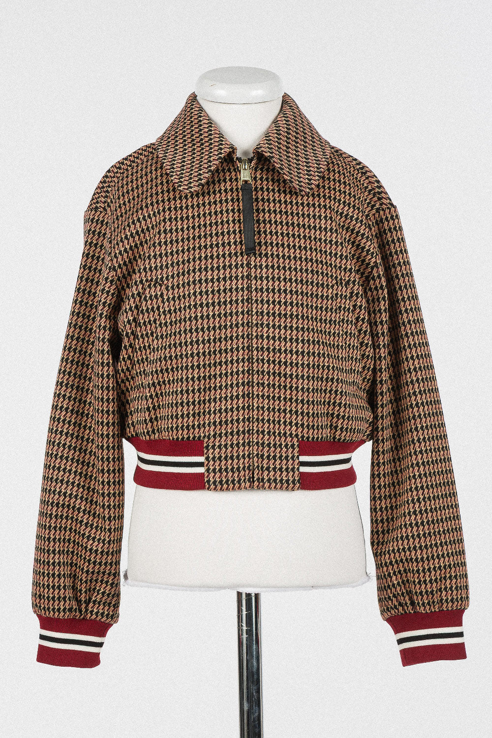 262GJ2090 JACKET IN P.MILANO DISEGNO PIED DE POULE - PIED DE POULE ICED COFFEE/RED RUBY