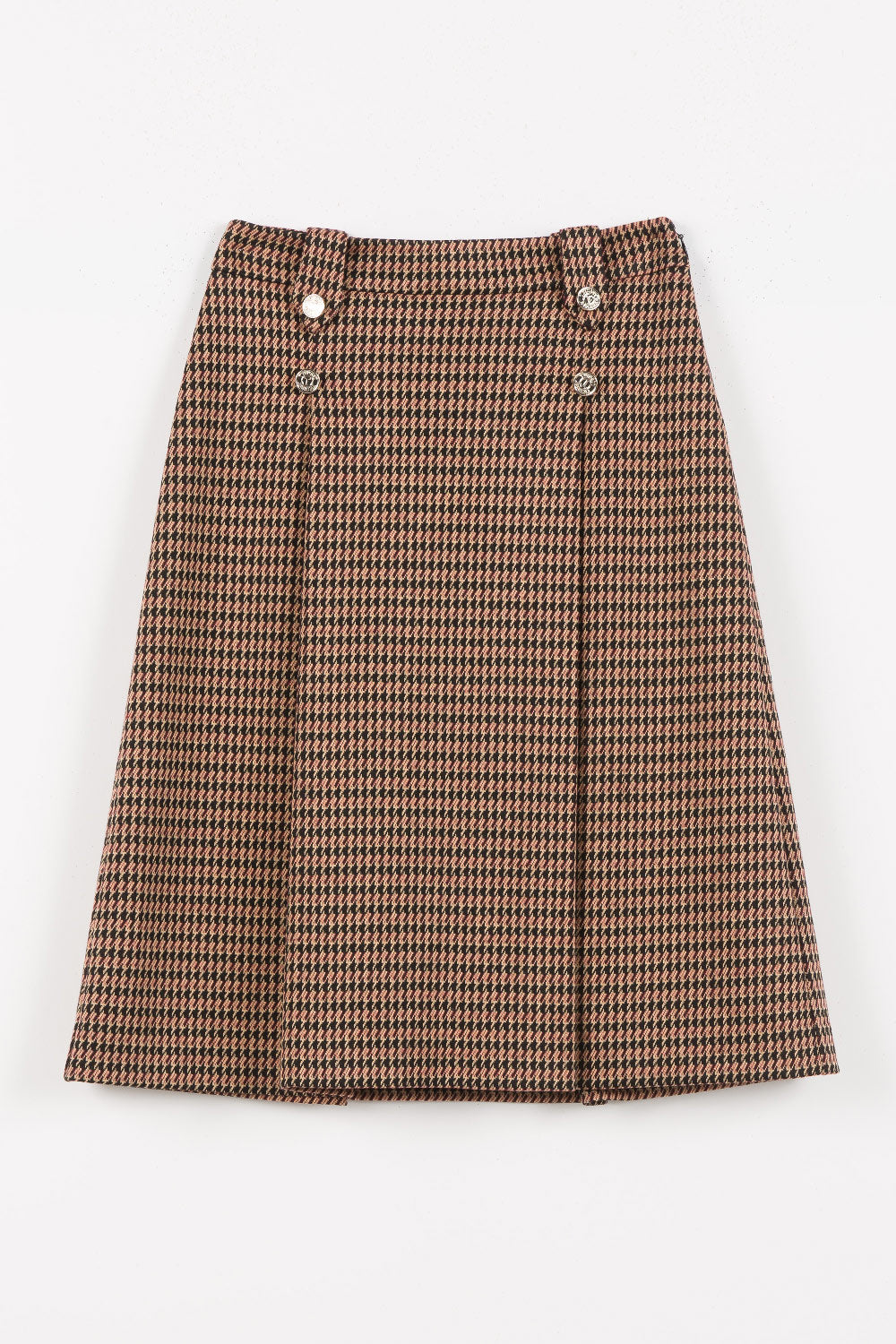 262GJ2095 SKIRT MIDI MILANO KNIT MILANO A PIED DE POULE - PIED DE POULE ICED COFFEE/RED RUBY