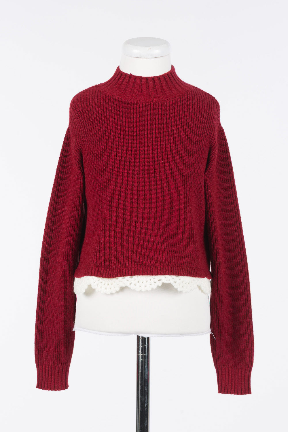 262GJ3080 TURTLENECK IN KNIT - RED RUBY/TRIMMING NEVE