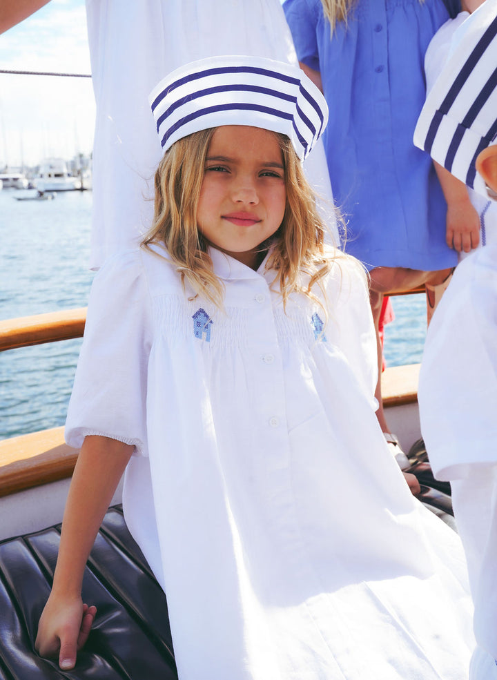 2630-GIRL DRESS WITH SMOCKING LL-WHITE