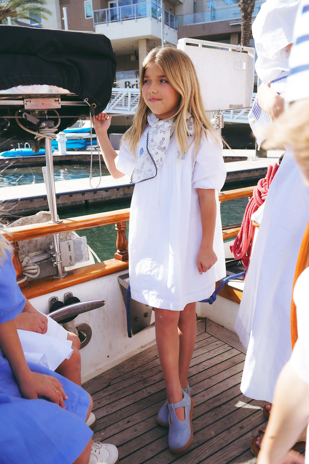 2630-GIRL DRESS WITH SMOCKING LL-WHITE