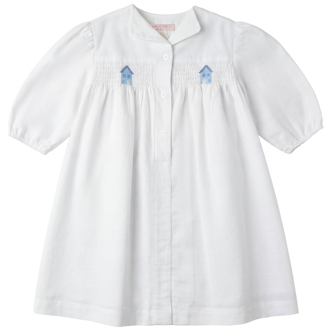 2630-GIRL DRESS WITH SMOCKING-WHITE