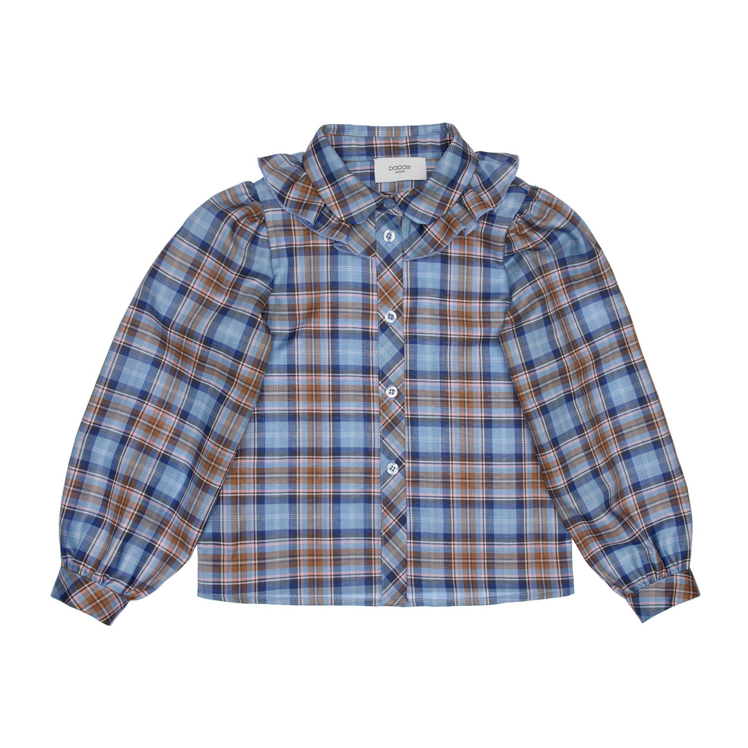 Willow Cotton Blouse with Ruffles - Blue
