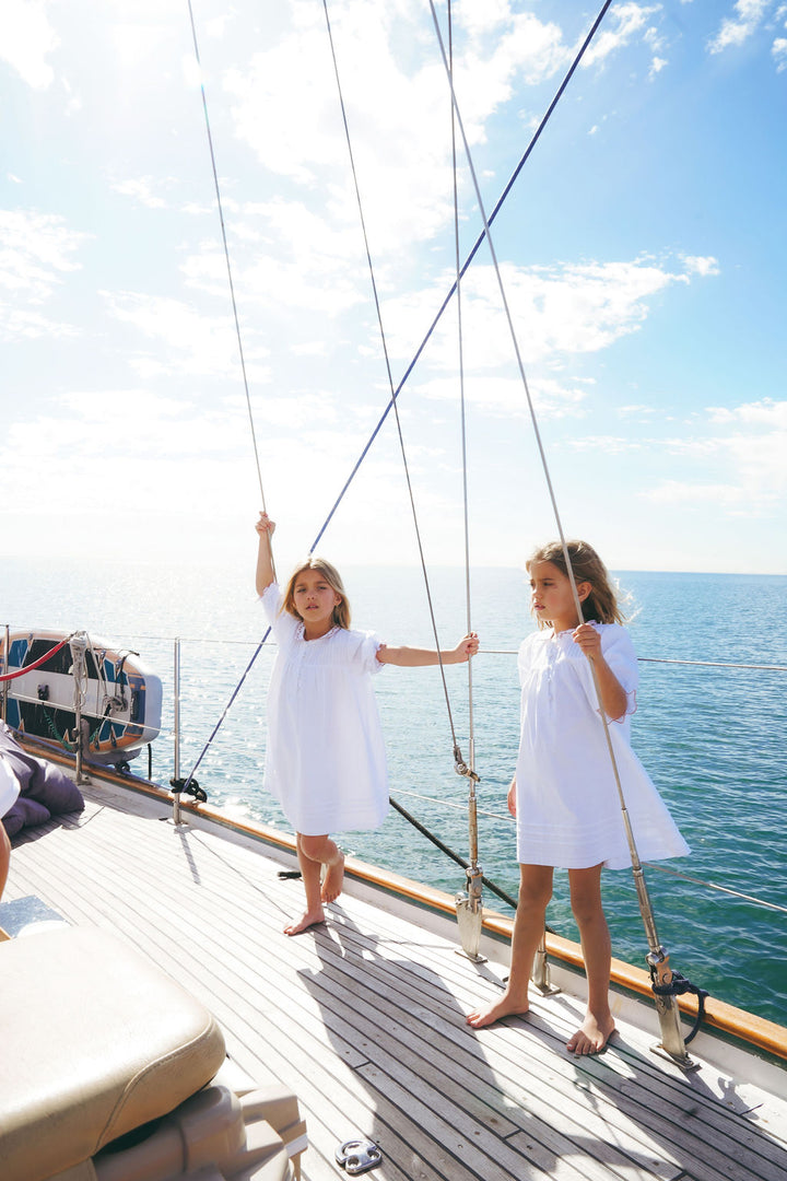 2643-GIRL LINEN DRESS WITH SCALLOPS-WHITE/DUSTY PINK