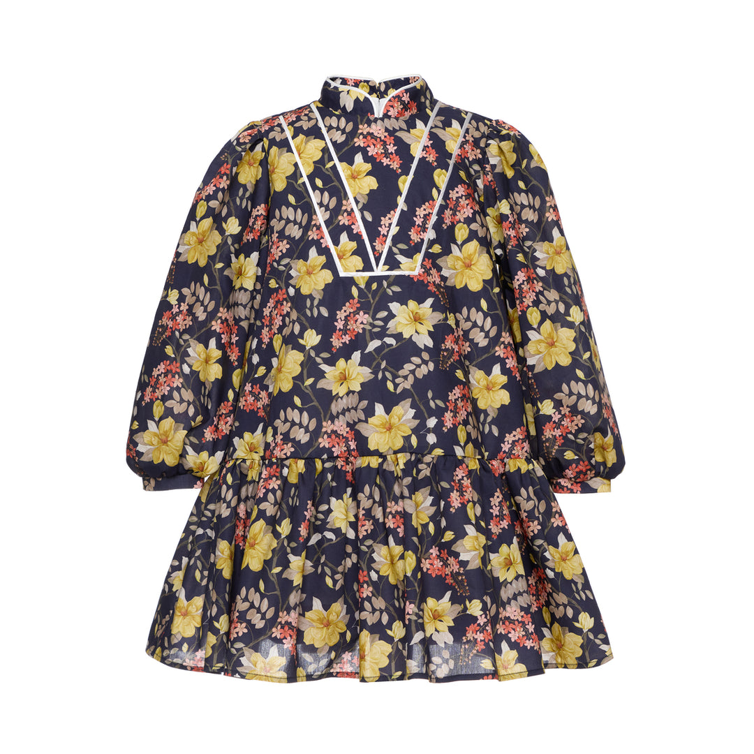 Lottie Cotton Dress With Stand-up Collar - Multicolor