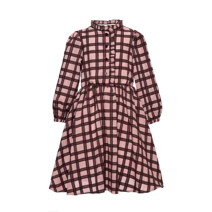 Iris Cotton Shirt Dress - Pink Cheks