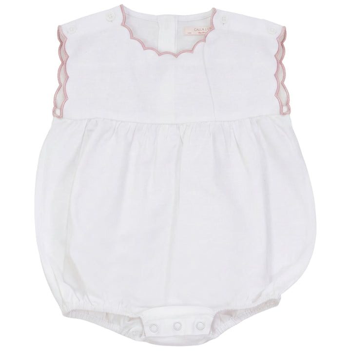 2646-BABY ROMPER WITH SCALLOPS WHITE/DUSTY PINK