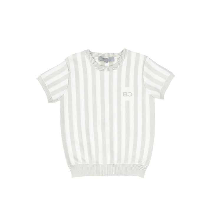 C-26510-Striped Knit Sweater-White/Tan