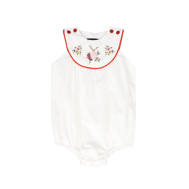 C-26656-Piped Trim Romper White