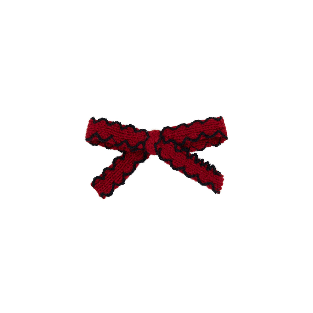 Le Enfant Edged Knit Bows - Burgundy