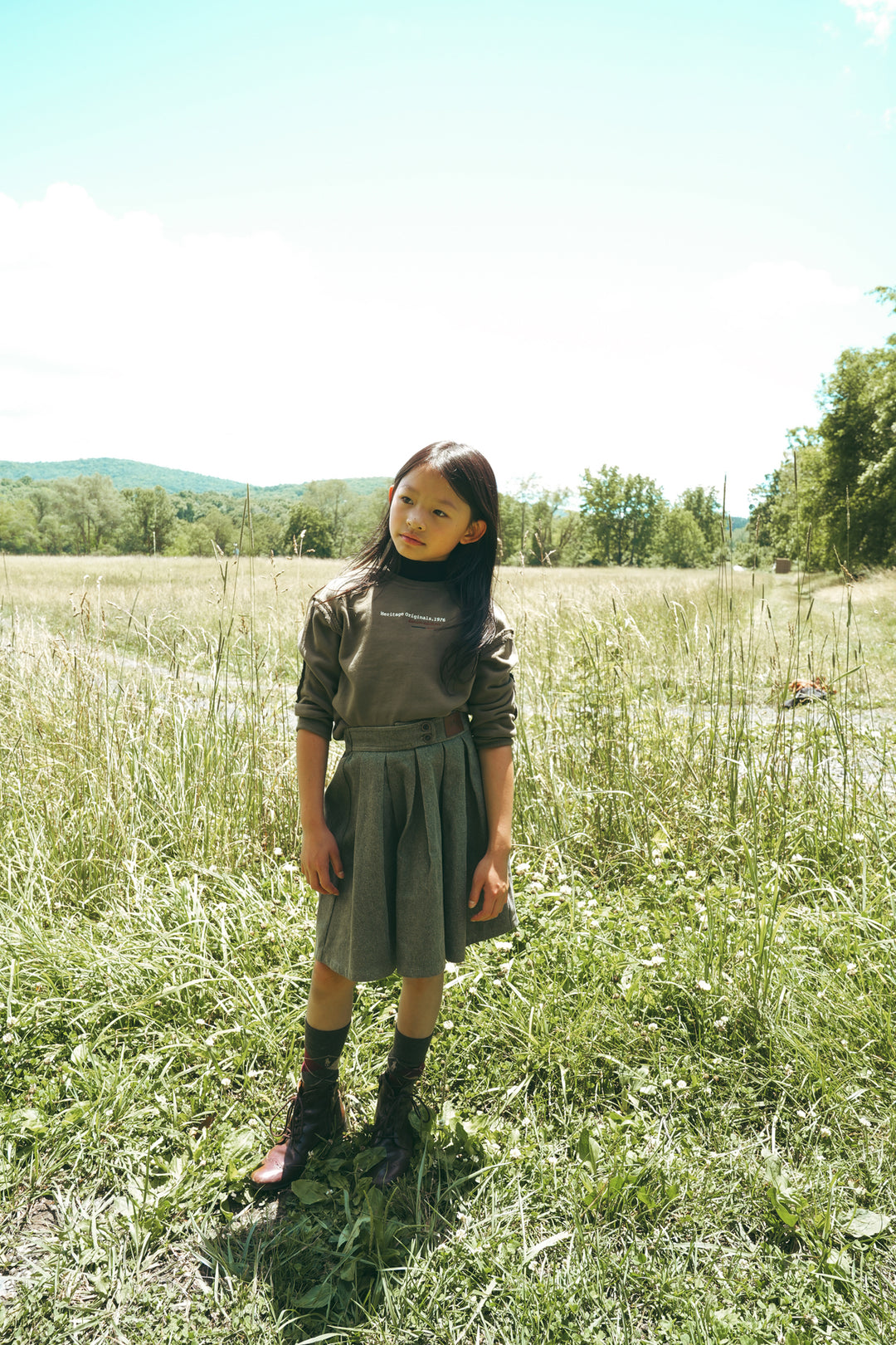 COMING SOON A2701GN GIRL HERITAGE SKIRT-Green