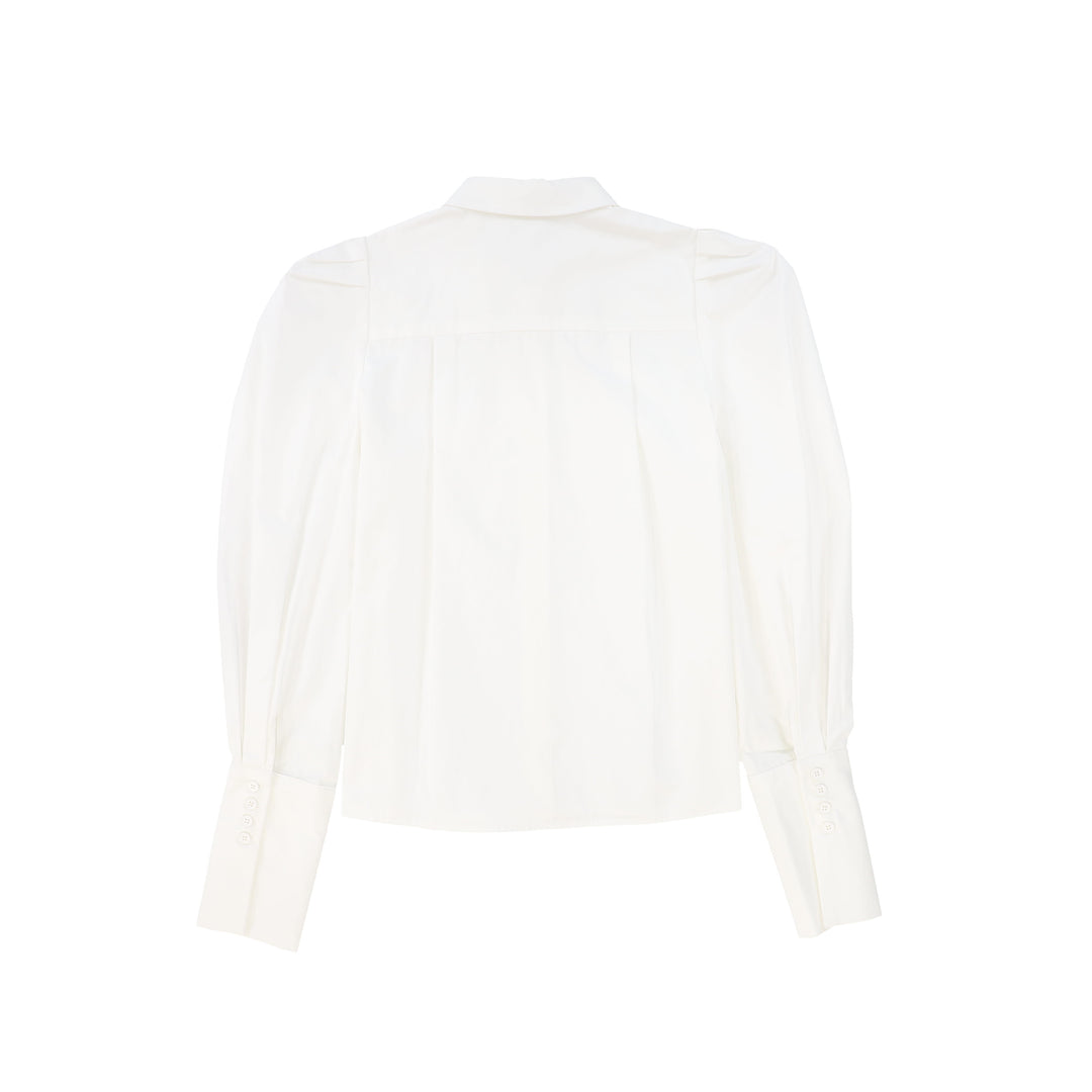 C-27056 Blouson Sleeve Button Down Blouse White