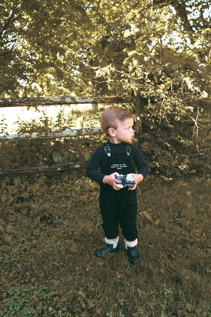 B2705BK-CO BABY BOY CORDUROY OVERALL-Black