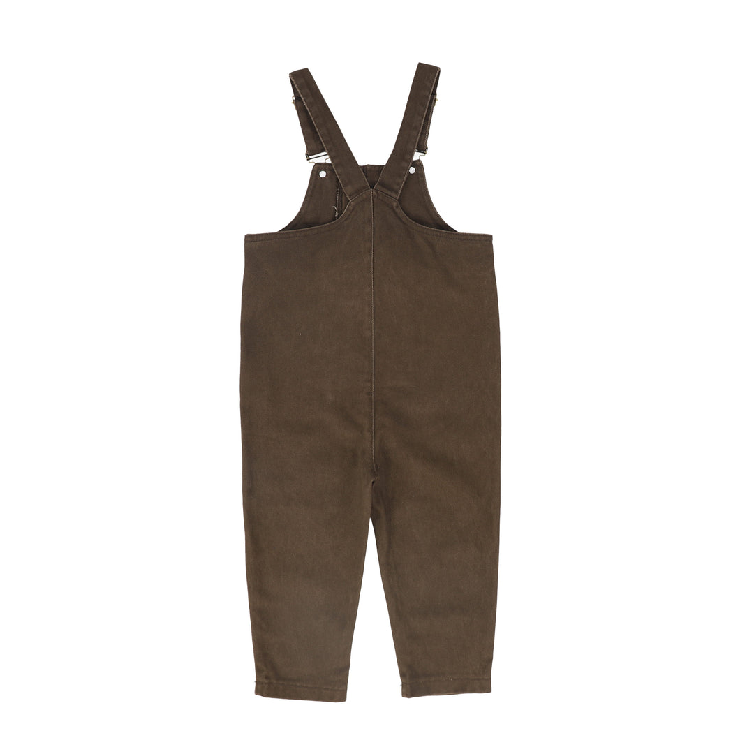 C-27109 Denim Embroidered Overalls - Brown
