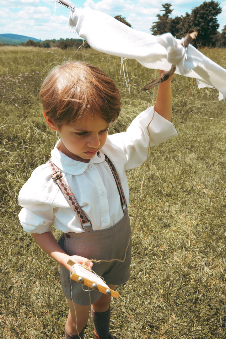 C2714CR/BR BOY SHIRT WITH EMBROIDERY
