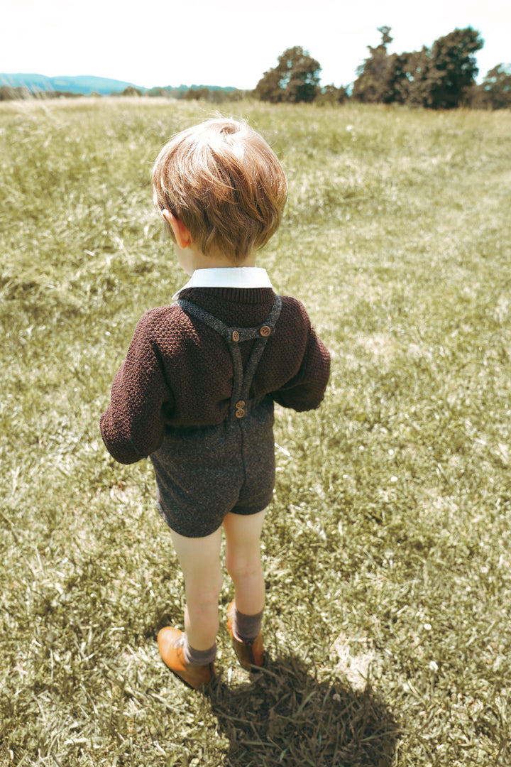 E2746GR/BR BOY TWEED SHORTS WITH SUSPENDERS