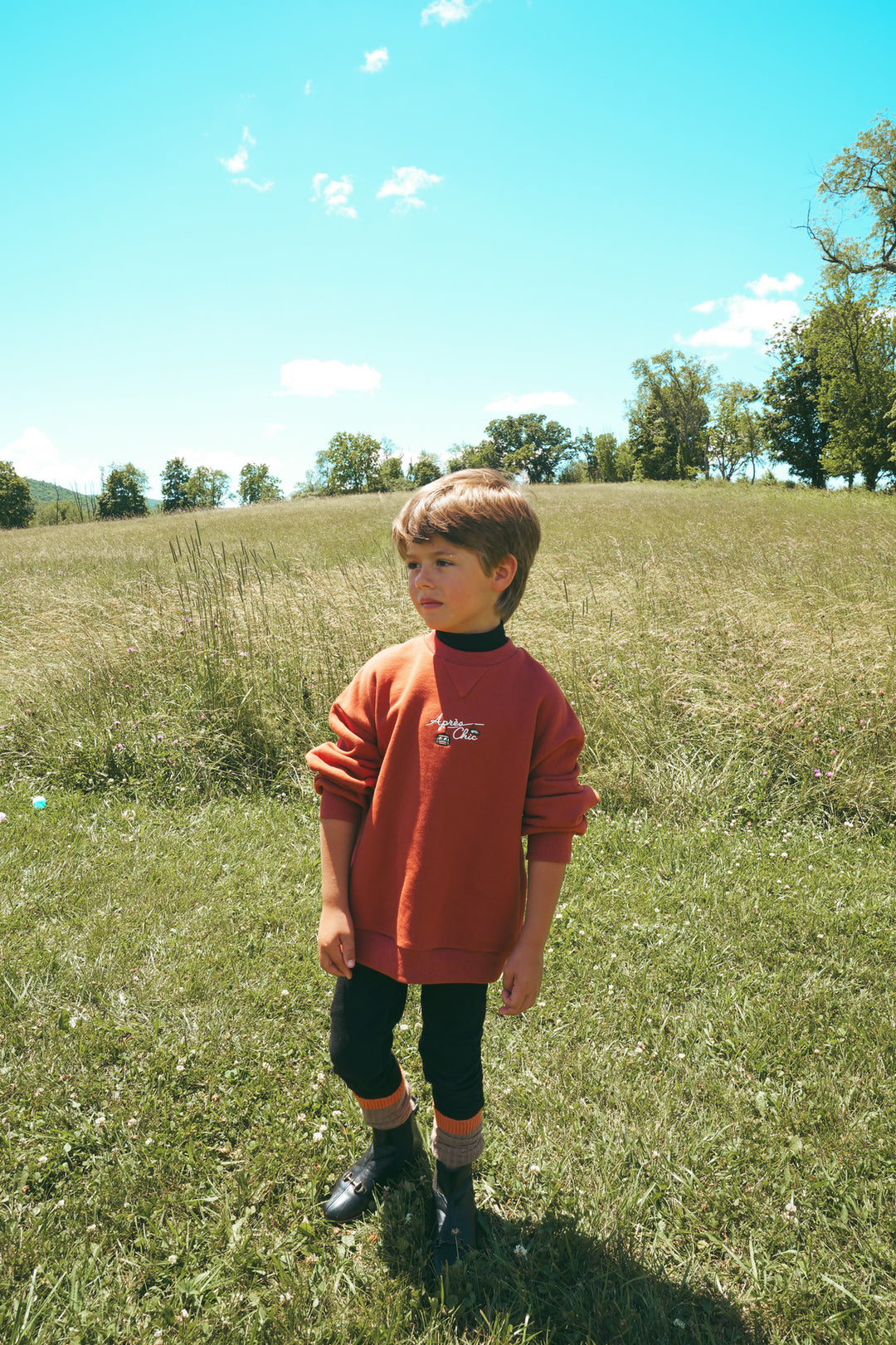 B2733RU BOY SWEATSHIRT W MOCKNECK-Rust